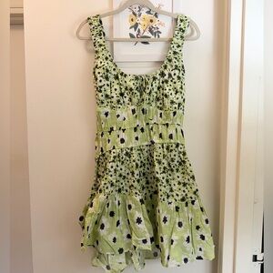 Celandine Light Green Floral Mini Dress